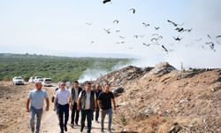Biga Kaymakamı Ercan Kayabaşı, Yeniçiftlik'teki çöp sahası yangınını yerinde inceledi
