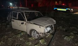 Polisin 'dur' ihtarına uymayan otomobil tarlaya uçtu: 1 yaralı