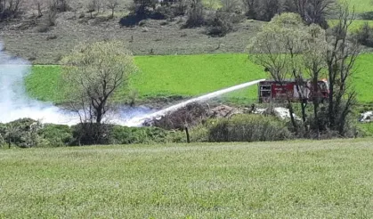 Bolu'da köylülerin çöplerini döktüğü alanda yangın!