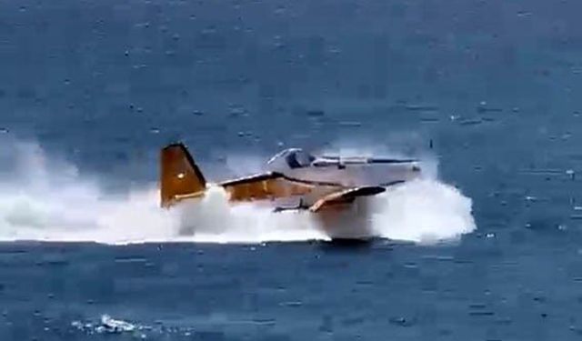Çanakkale'de  yangın söndürme uçağının kalkış yapamadığı anlar ortaya çıktı