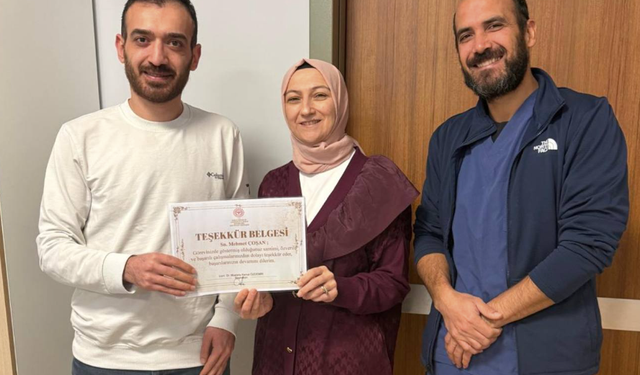 Çan Devlet Hastanesi Personeline Teşekkür Belgesi