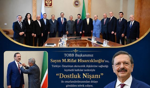 Başkan Abdullah Deniz’den TOBB Başkanı Hisarcıklıoğlu’na "dostluk nişanı" tebriği