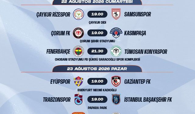 Trendyol Süper Lig'de 2-3. hafta programları açıklandı