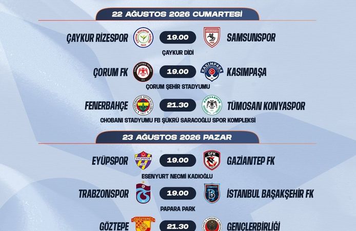 Trendyol Süper Lig'de 2-3. hafta programları açıklandı