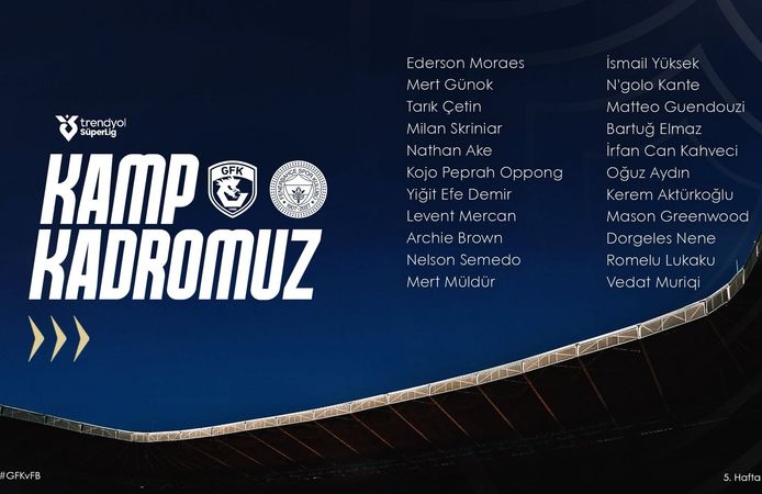 Fenerbahçe’nin Gaziantep FK maçı kamp kadrosu açıklandı