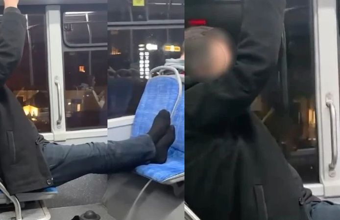 Otobüste ayakkabılarını çıkarıp seyahat etti, rahatlığı pes dedirtti