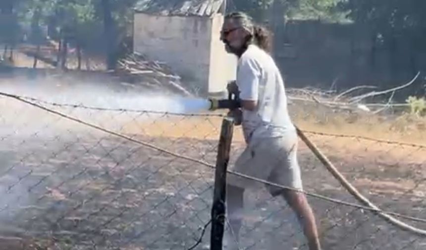Bayramiç’te yangın söndürme çalışmalarına ünlü isimden destek