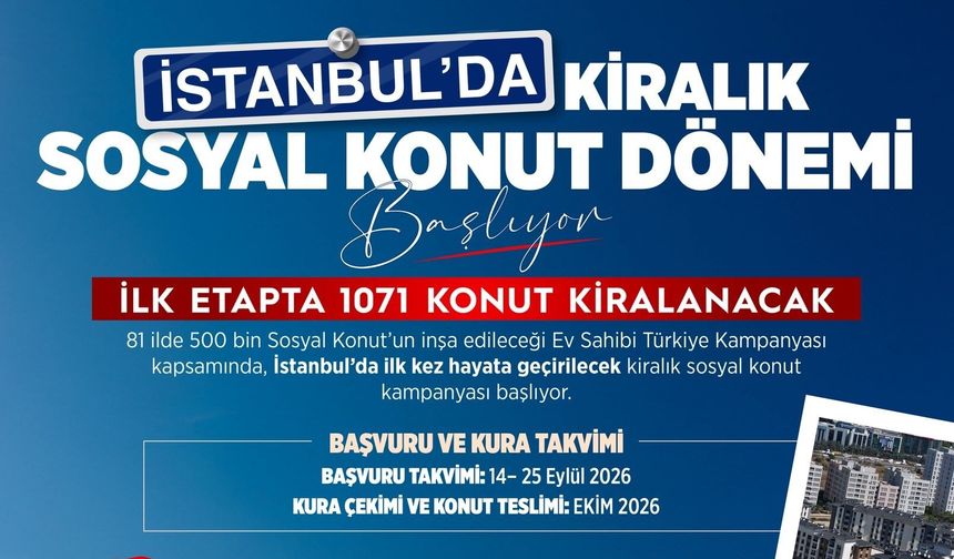 İstanbul’da Kiralık Sosyal Konut Dönemi Başlıyor: Kiralık Evler 10 Bin TL’den Başlayacak