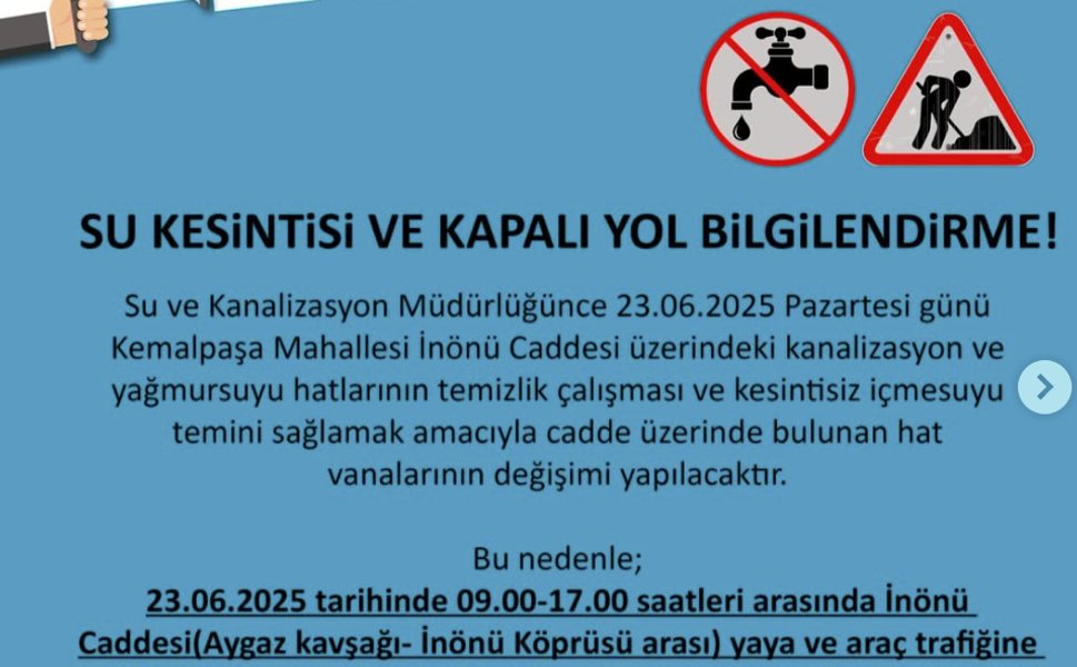 Çanakkale’de 23 Haziran’da su kesintisi ve yol kapanması