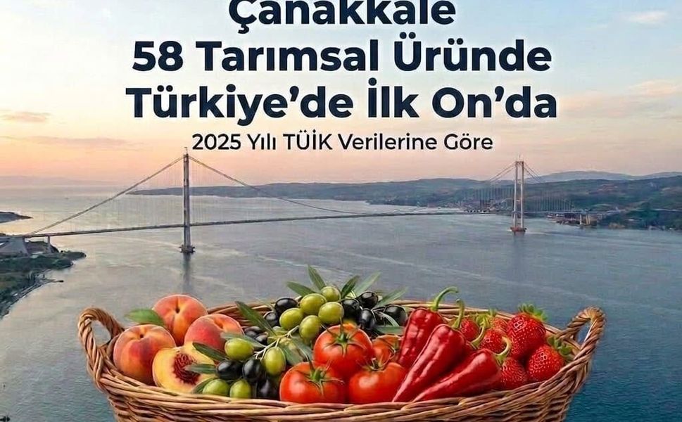 Çanakkale, 58 Tarımsal Üründe Türkiye'nin İlk 10'u Arasında