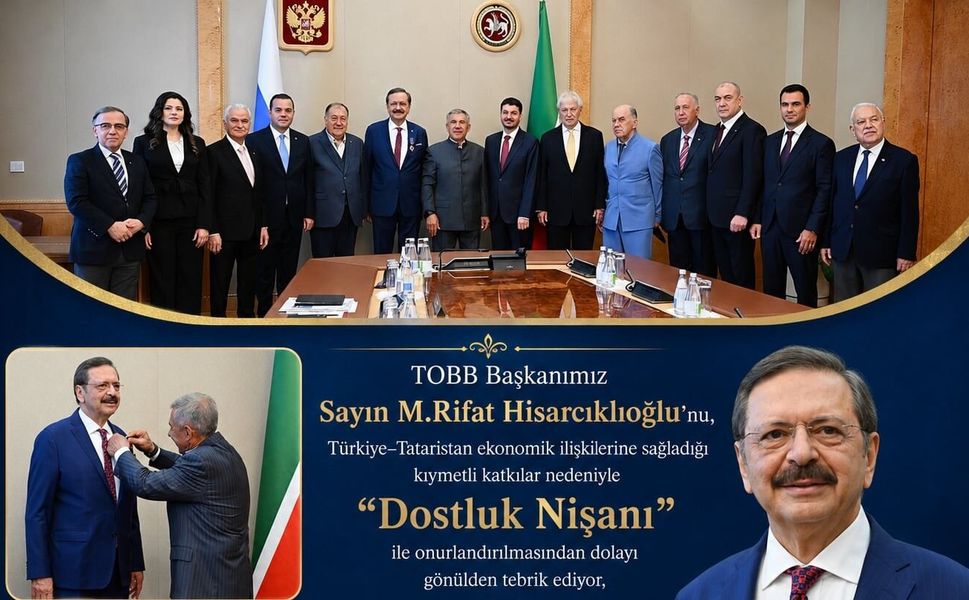 Başkan Abdullah Deniz’den TOBB Başkanı Hisarcıklıoğlu’na "dostluk nişanı" tebriği