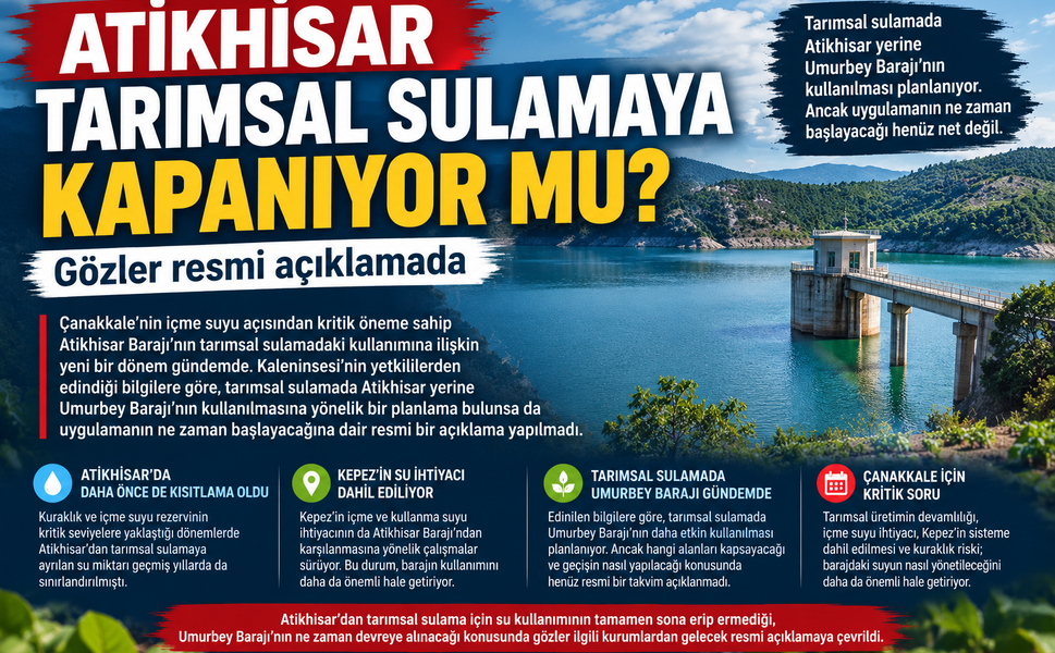 Atikhisar tarımsal sulamaya kapanıyor mu? Gözler resmi açıklamada