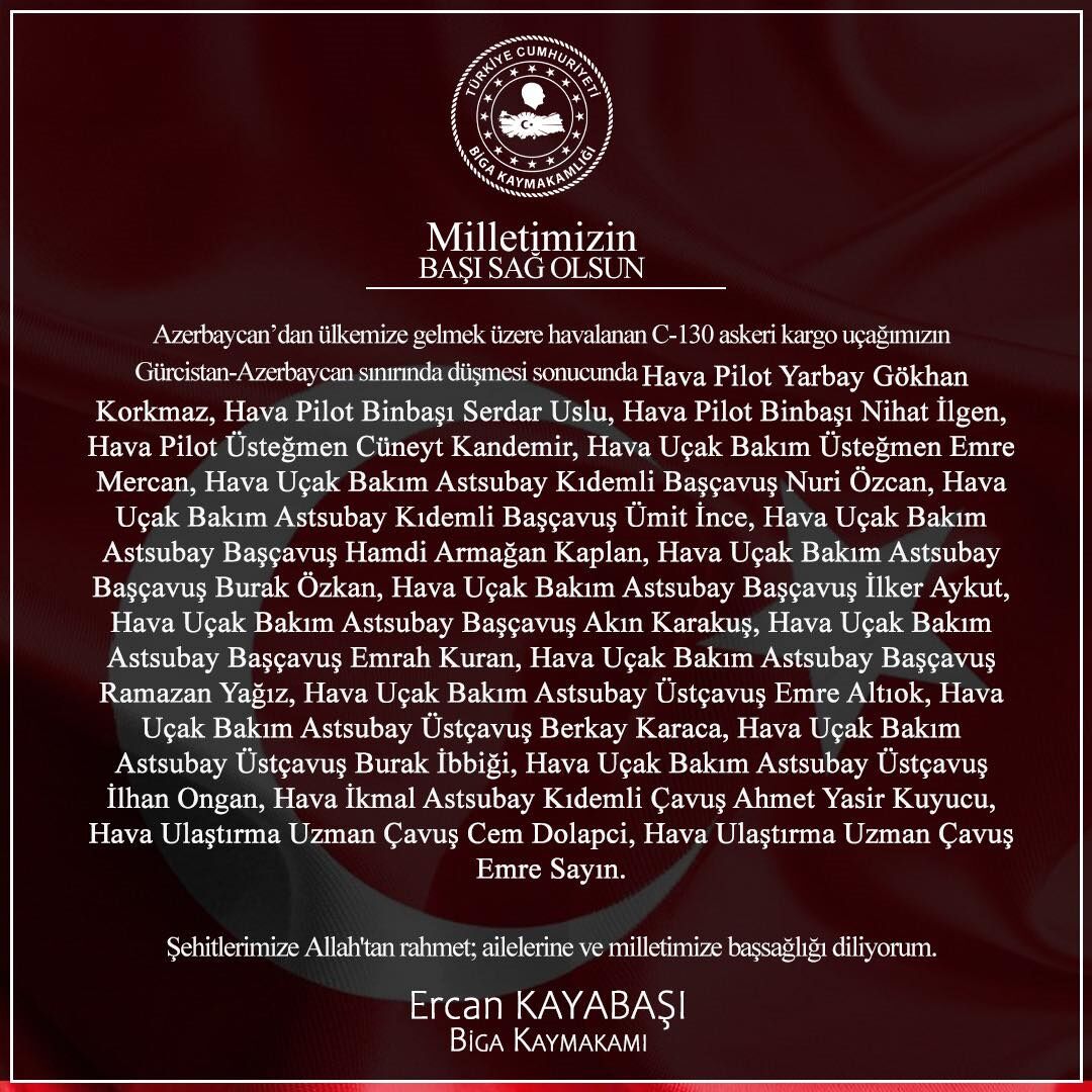 Biga Kaymakamlığı Şehit
