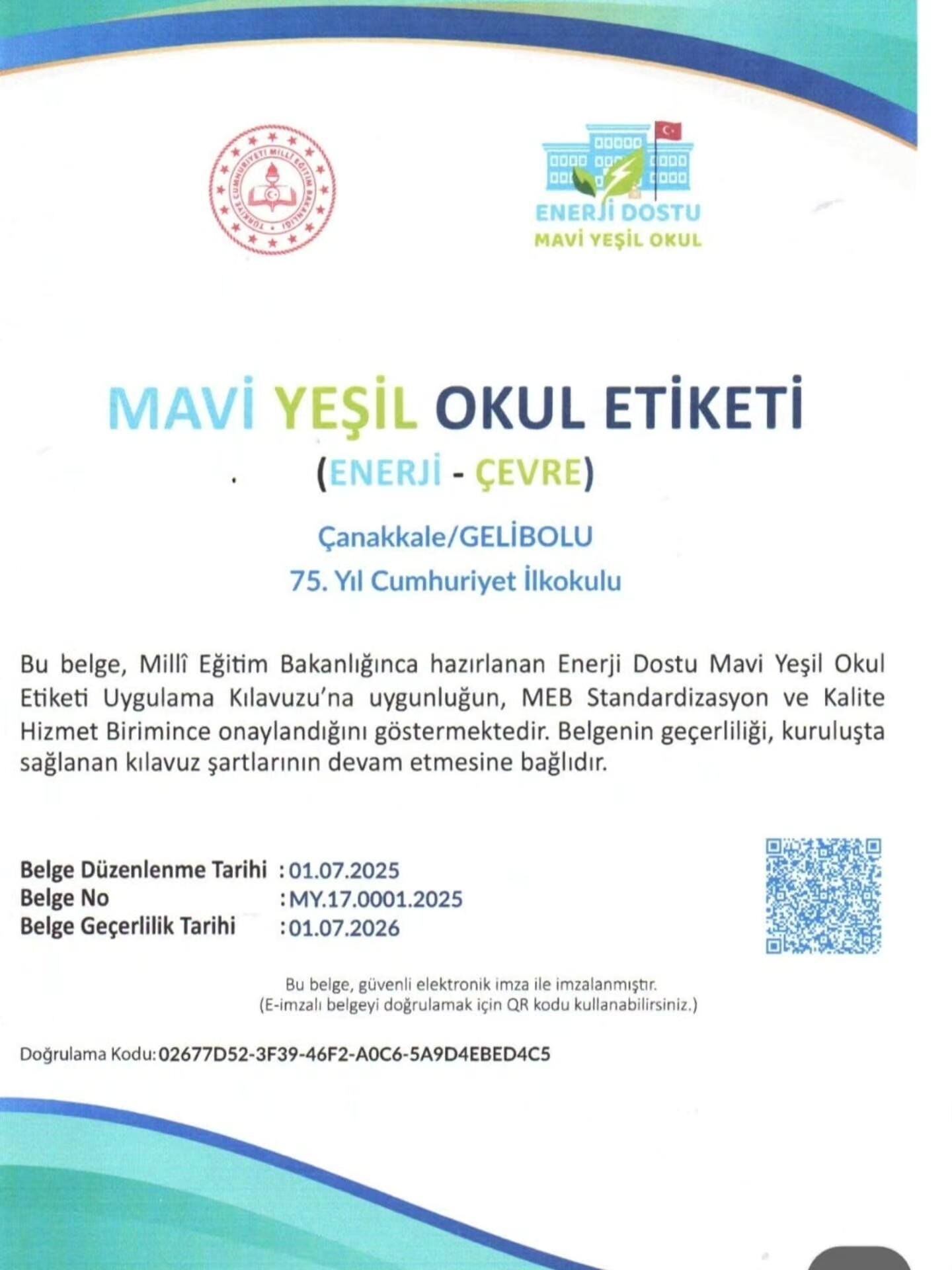 Gelibolu Mavi Yeşil Etiket
